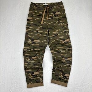 Cotton On Mens Camo Jogger Pants Green Camouflage Elastic Waist Drawstring S